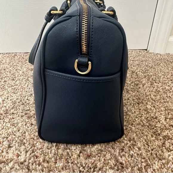 Coach Women's Peyton Leather Nancy Satchel, Navy Blue Handbag - Picture 12 of 14